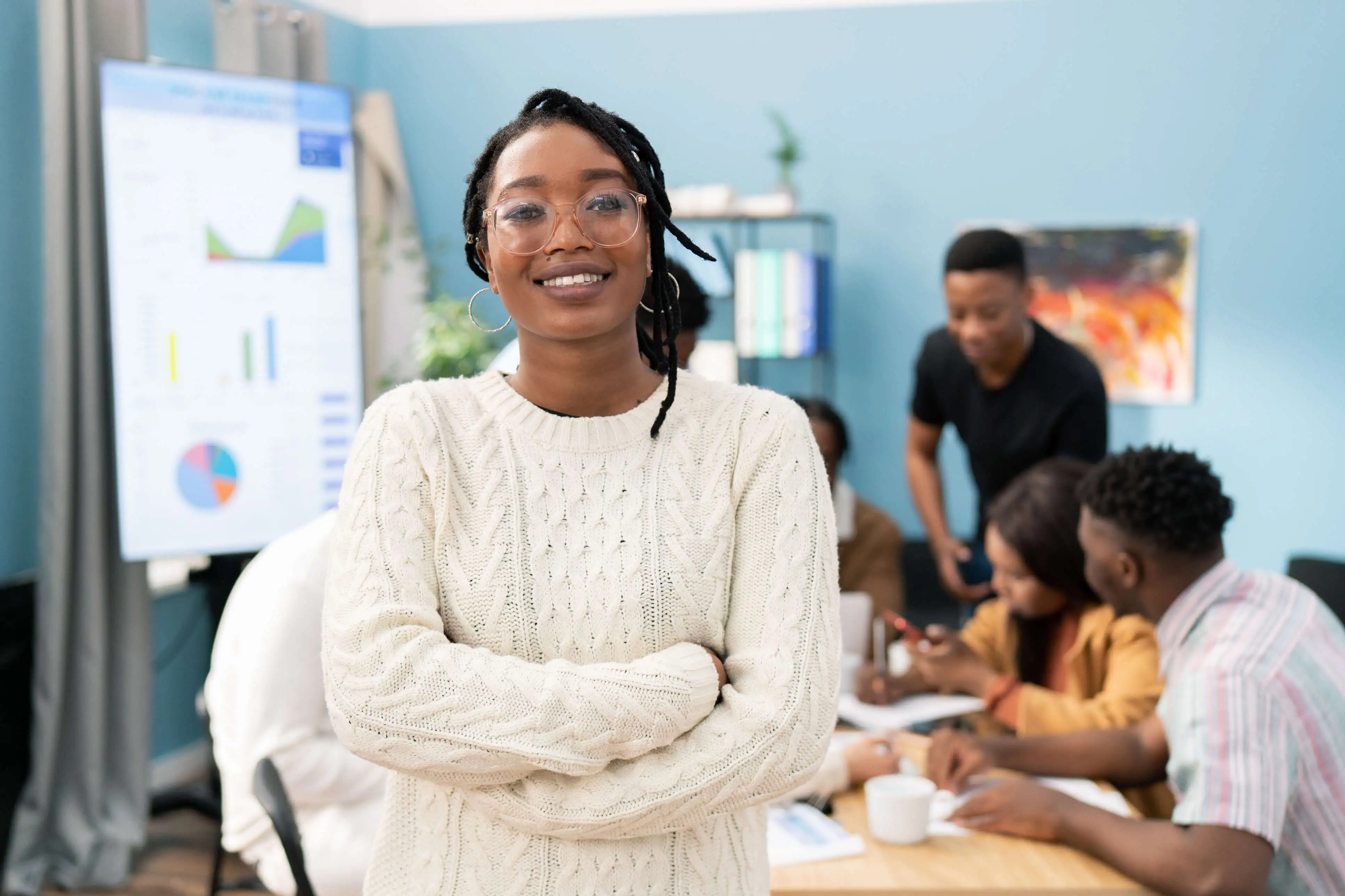 Woman educating a class